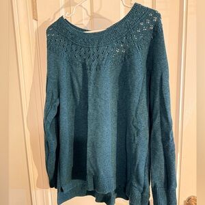 Kohls Sonoma XL Teal/Blue Sweater - Pointelle Collar